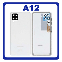 Original &Gamma;&nu;ή&sigma;&iota;&omicron; Samsung Galaxy A12 A125 SM-A125F Rear Back Battery Cover White &Pi;ί&sigma;&omega; &Kappa;ά&lambda;&upsilon;&mu;&mu;&alpha; &Pi;&lambda;ά&tau;&eta; &Kappa;&alpha;&pi;ά&kappa;&iota; &Mu;&pi;&alpha;&tau;&alpha;&rho;ί&alpha;&sigmaf; Ά&sigma;&pi;&rho;&omicron; + Camera Lens &Tau;&zeta;&alpha;&mu;ά&kappa;&iota; &Kappa;ά&mu;&epsilon;&rho;&alpha;&sigmaf; GH82-24487B (Service Pack By Samsung)