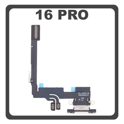 HQ OEM &Sigma;&upsilon;&mu;&beta;&alpha;&tau;ό &Mu;&epsilon; Apple iPhone 16 Pro, iPhone 16Pro (A3293, A3083) Charging Dock Connector Type C Flex With Board &Kappa;&alpha;&lambda;&omega;&delta;&iota;&omicron;&tau;&alpha;&iota;&nu;ί&alpha; &Kappa;&omicron;&nu;έ&kappa;&tau;&omicron;&rho;&alpha;&sigmaf; &Phi;ό&rho;&tau;&iota;&sigma;&eta;&sigmaf; + Microphone &Mu;&iota;&kappa;&rho;ό&phi;&omega;&nu;&omicron; White Titanium (Premium A+)