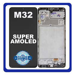 Original &Gamma;&nu;ή&sigma;&iota;&omicron; Samsung Galaxy M32 2021 M325 (M325FV, M325FV/DS, M325F/DS, M325F) Super AMOLED LCD Display Screen Assembly &Omicron;&theta;ό&nu;&eta; + Touch Screen Digitizer &Mu;&eta;&chi;&alpha;&nu;&iota;&sigma;&mu;ό&sigmaf; &Alpha;&phi;ή&sigmaf; + Frame Bezel &Pi;&lambda;&alpha;ί&sigma;&iota;&omicron; &Sigma;&alpha;&sigma;ί Black GH82-26193A GH82-25981A (Service Pack By Samsung)