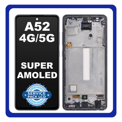 Original &Gamma;&nu;ή&sigma;&iota;&omicron; Samsung Galaxy A52 4G A525 A52 5G A526 (A525F, A525F/DS, A526B, A526B/DS) AMOLED LCD Display Screen Assembly &Omicron;&theta;ό&nu;&eta; + Touch Digitizer &Mu;&eta;&chi;&alpha;&nu;&iota;&sigma;&mu;ό&sigmaf; &Alpha;&phi;ή&sigmaf; + Frame Bezel &Pi;&lambda;&alpha;ί&sigma;&iota;&omicron; &Sigma;&alpha;&sigma;ί Blue &Mu;&pi;&lambda;&epsilon; GH82-25524B GH82-25526B GH82-25754B (Service Pack By Samsung)