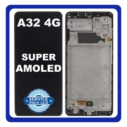 Original &Gamma;&nu;ή&sigma;&iota;&omicron; Samsung Galaxy A32 4G 2021 A325 (A325F, A325F/DS, A325M) Super AMOLED LCD Display Screen Assembly &Omicron;&theta;ό&nu;&eta; + Touch Digitizer &Mu;&eta;&chi;&alpha;&nu;&iota;&sigma;&mu;ό&sigmaf; &Alpha;&phi;ή&sigmaf; + Frame Bezel &Pi;&lambda;&alpha;ί&sigma;&iota;&omicron; &Sigma;&alpha;&sigma;ί Black &Mu;&alpha;ύ&rho;&omicron; GH82-25566A GH82-25579A (Service Pack By Samsung)