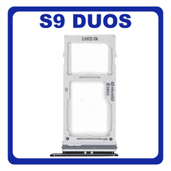 Original &Gamma;&nu;ή&sigma;&iota;&omicron; Samsung Galaxy S9 Duos, S9Duos G960FD G960F/DS SIM Tray + Micro SD Tray &Beta;ά&sigma;&eta; &Theta;ή&kappa;&eta; &Kappa;ά&rho;&tau;&alpha;&sigmaf; Black &Mu;&alpha;ύ&rho;&omicron; GH98-42650A (Service Pack By Samsung)