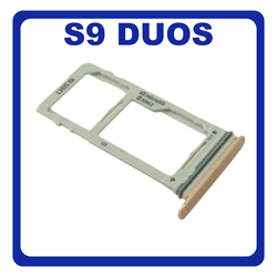 Original &Gamma;&nu;ή&sigma;&iota;&omicron; Samsung Galaxy S9 Duos, S9Duos G960FD G960F/DS SIM Tray + Micro SD Tray &Beta;ά&sigma;&eta; &Theta;ή&kappa;&eta; &Kappa;ά&rho;&tau;&alpha;&sigmaf; Gold &Chi;&rho;&upsilon;&sigma;ό GH98-42650E (Service Pack By Samsung)