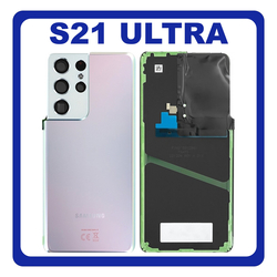 &Gamma;&nu;ή&sigma;&iota;&alpha; Original Samsung Galaxy S21 Ultra 5G (G998B, G998B/DS) Rear Back Battery Cover &Pi;ί&sigma;&omega; &Kappa;ά&lambda;&upsilon;&mu;&mu;&alpha; &Kappa;&alpha;&pi;ά&kappa;&iota; &Pi;&lambda;ά&tau;&eta; &Mu;&pi;&alpha;&tau;&alpha;&rho;ί&alpha;&sigmaf; Phantom Silver &Alpha;&sigma;&eta;&mu;ί GH82-24499B (Service Pack By Samsung)