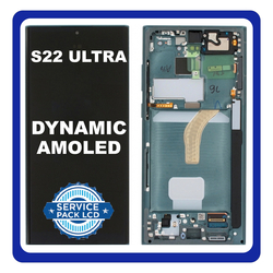 &Gamma;&nu;ή&sigma;&iota;&omicron; Original Samsung Galaxy S22 Ultra 5G, S22Ultra 5G (SM-S908B, SM-S908B/DS) Dynamic AMOLED LCD Display Screen Assembly &Omicron;&theta;ό&nu;&eta; + Touch Screen Digitizer &Mu;&eta;&chi;&alpha;&nu;&iota;&sigma;&mu;ό&sigmaf; &Alpha;&phi;ή&sigmaf; + Frame Bezel &Pi;&lambda;&alpha;ί&sigma;&iota;&omicron; &Sigma;&alpha;&sigma;ί Green &Pi;&rho;ά&sigma;&iota;&nu;&omicron; GH82-27488D (Service Pack By Samsung)