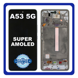 &Gamma;&nu;ή&sigma;&iota;&alpha; Original Samsung Galaxy A53 5G, GalaxyA53 5G (SM-A536B, SM-A536B/DS) Super AMOLED LCD Display Screen Assembly &Omicron;&theta;ό&nu;&eta; + Touch Screen Digitizer &Mu;&eta;&chi;&alpha;&nu;&iota;&sigma;&mu;ό&sigmaf; &Alpha;&phi;ή&sigmaf; + Frame Bezel &Pi;&lambda;&alpha;ί&sigma;&iota;&omicron; &Sigma;&alpha;&sigma;ί White Ά&sigma;&pi;&rho;&omicron; GH82-28024B GH97-28025B (Service Pack By Samsung)