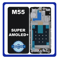 &Gamma;&nu;ή&sigma;&iota;&alpha; Original Samsung Galaxy M55 5G (SM-M556B, SM-M556B/DS) Super AMOLED+ LCD Display Screen Assembly &Omicron;&theta;ό&nu;&eta; + Touch Screen Digitizer &Mu;&eta;&chi;&alpha;&nu;&iota;&sigma;&mu;ό&sigmaf; &Alpha;&phi;ή&sigmaf; + Frame Bezel Dark Blue GH81-25791A (Service Pack By Samsung)