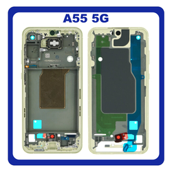 HQ OEM &Sigma;&upsilon;&mu;&beta;&alpha;&tau;ό &gamma;&iota;&alpha; Samsung Galaxy A55 5G (SM-A556V, SM-A556B) LCD Front Housing LCD Middle Frame Bezel Plate &Mu;&epsilon;&sigma;&alpha;ί&omicron; &Pi;&lambda;&alpha;ί&sigma;&iota;&omicron; Yellow / Lemon &Kappa;ί&tau;&rho;&iota;&nu;&omicron; (Premium A+)