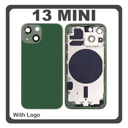 HQ OEM &Sigma;&upsilon;&mu;&beta;&alpha;&tau;ό &Gamma;&iota;&alpha; Apple iPhone 13 Mini (A2628, A2481) EU Version Rear Back Battery Cover Middle Frame- Housing &Pi;ί&sigma;&omega; &Kappa;ά&lambda;&upsilon;&mu;&mu;&alpha; &Kappa;&alpha;&pi;ά&kappa;&iota; &Pi;&lambda;ά&tau;&eta; &Mu;&pi;&alpha;&tau;&alpha;&rho;ί&alpha;&sigmaf; - &Sigma;&alpha;&sigma;ί + Side Keys &Pi;&lambda;&alpha;&iota;&nu;ά &pi;&lambda;ή&kappa;&tau;&rho;&alpha;  + Sim Tray &Theta;ή&kappa;&eta; &Kappa;ά&rho;&tau;&alpha;&sigmaf; Green &Pi;&rho;ά&sigma;&iota;&nu;&omicron; (Premium A+)