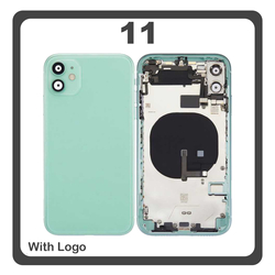 HQ OEM &Sigma;&upsilon;&mu;&beta;&alpha;&tau;ό &Mu;&epsilon; Apple iPhone 11 (A2221, A2111) Rear Back Battery Cover Middle Frame- Housing &Pi;ί&sigma;&omega; &Kappa;ά&lambda;&upsilon;&mu;&mu;&alpha; &Kappa;&alpha;&pi;ά&kappa;&iota; &Pi;&lambda;ά&tau;&eta; &Mu;&pi;&alpha;&tau;&alpha;&rho;ί&alpha;&sigmaf; + Power Button + Volume Button Flex Cable + Sim Card Tray + Flashlight Flex + NFC Green &Pi;&rho;ά&sigma;&iota;&nu;&omicron; (Premium A+)