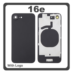 HQ OEM &Sigma;&upsilon;&mu;&beta;&alpha;&tau;ό &Mu;&epsilon; Apple iPhone 16e, iPhone16e (A3212, A3409) Rear Back Battery Cover &Pi;ί&sigma;&omega; &Kappa;ά&lambda;&upsilon;&mu;&mu;&alpha; &Kappa;&alpha;&pi;ά&kappa;&iota; &Pi;&lambda;ά&tau;&eta; &Mu;&pi;&alpha;&tau;&alpha;&rho;ί&alpha;&sigmaf; + Metal Plate + Camera Lens &Tau;&zeta;&alpha;&mu;ά&kappa;&iota; &Kappa;ά&mu;&epsilon;&rho;&alpha;&sigmaf; Black &Mu;&alpha;ύ&rho;&omicron; (Premium A+)