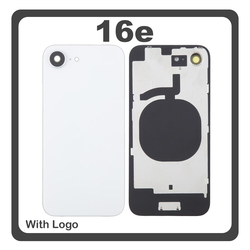 HQ OEM &Sigma;&upsilon;&mu;&beta;&alpha;&tau;ό &Mu;&epsilon; Apple iPhone 16e, iPhone16e (A3212, A3409) Rear Back Battery Cover &Pi;ί&sigma;&omega; &Kappa;ά&lambda;&upsilon;&mu;&mu;&alpha; &Kappa;&alpha;&pi;ά&kappa;&iota; &Pi;&lambda;ά&tau;&eta; &Mu;&pi;&alpha;&tau;&alpha;&rho;ί&alpha;&sigmaf; + Metal Plate + Camera Lens &Tau;&zeta;&alpha;&mu;ά&kappa;&iota; &Kappa;ά&mu;&epsilon;&rho;&alpha;&sigmaf; White Ά&sigma;&pi;&rho;&omicron; (Premium A+)