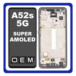 HQ OEM &Sigma;&upsilon;&mu;&beta;&alpha;&tau;ό &Mu;&epsilon; Samsung Galaxy A52s 5G (SM-A528B, SM-A528B/DS) Super AMOLED LCD Display Screen Assembly &Omicron;&theta;ό&nu;&eta; + Touch Screen Digitizer &Mu;&eta;&chi;&alpha;&nu;&iota;&sigma;&mu;ό&sigmaf; &Alpha;&phi;ή&sigmaf; + Frame Bezel &Pi;&lambda;&alpha;ί&sigma;&iota;&omicron; &Sigma;&alpha;&sigma;ί Black &Mu;&alpha;ύ&rho;&omicron; (Premium A+)