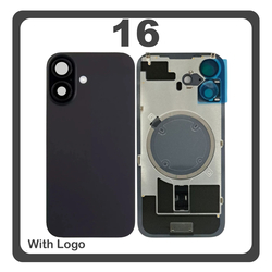 HQ OEM &Sigma;&upsilon;&mu;&beta;&alpha;&tau;ό &Mu;&epsilon; Apple iPhone 16, iPhone16 (A3287, A3081) Rear Back Battery Cover &Pi;ί&sigma;&omega; &Kappa;ά&lambda;&upsilon;&mu;&mu;&alpha; &Kappa;&alpha;&pi;ά&kappa;&iota; &Pi;&lambda;ά&tau;&eta; &Mu;&pi;&alpha;&tau;&alpha;&rho;ί&alpha;&sigmaf; + Metal Plate + Camera Lens &Tau;&zeta;&alpha;&mu;ά&kappa;&iota; &Kappa;ά&mu;&epsilon;&rho;&alpha;&sigmaf; + Magsafe Black &Mu;&alpha;ύ&rho;&omicron; (Premium A+)