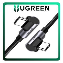 UGREEN US323 Braided Καλώδιο Φόρτισης 60W USB-C to USB-C 3Α Angled Γωνιακό Fast Charging Cable 1m Black
