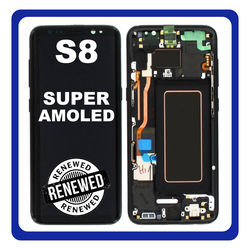 &Gamma;&nu;ή&sigma;&iota;&alpha; Original Samsung Galaxy S8 (G950F SM-G950) Super Amoled &Omicron;&theta;ό&nu;&eta; LCD Display Screen + Touch Screen DIgitizer &Mu;&eta;&chi;&alpha;&nu;&iota;&sigma;&mu;ό&sigmaf; &Alpha;&phi;ή&sigmaf; + Frame &Pi;&lambda;&alpha;ί&sigma;&iota;&omicron; Black GH97-20457A (Renewed)