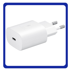 Original Γνήσιο Samsung Travel Fast Charger USB-C 25W, 3A, Φορτιστής Ταξιδιού Γρήγορης Φόρτισης 25 Watt Type C EP-TA800EWE White Άσπρο (Bulk)