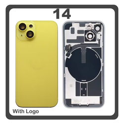 HQ OEM &Sigma;&upsilon;&mu;&beta;&alpha;&tau;ό &Mu;&epsilon; Apple iPhone 14, iPhone14 (A2882, A2649) Rear Back Battery Cover &Pi;ί&sigma;&omega; &Kappa;ά&lambda;&upsilon;&mu;&mu;&alpha; &Kappa;&alpha;&pi;ά&kappa;&iota; &Pi;&lambda;ά&tau;&eta; &Mu;&pi;&alpha;&tau;&alpha;&rho;ί&alpha;&sigmaf; + Metal Plate + Camera Lens &Tau;&zeta;&alpha;&mu;ά&kappa;&iota; &Kappa;ά&mu;&epsilon;&rho;&alpha;&sigmaf; + Magsafe + NFC Yellow &Kappa;ί&tau;&rho;&iota;&nu;&omicron; (Premium A+)
