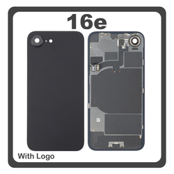 HQ OEM &Sigma;&upsilon;&mu;&beta;&alpha;&tau;ό &Mu;&epsilon; Apple iPhone 16e, iPhone16e (A3212, A3409) Rear Back Battery Cover &Pi;ί&sigma;&omega; &Kappa;ά&lambda;&upsilon;&mu;&mu;&alpha; &Kappa;&alpha;&pi;ά&kappa;&iota; &Pi;&lambda;ά&tau;&eta; &Mu;&pi;&alpha;&tau;&alpha;&rho;ί&alpha;&sigmaf; + Metal Plate + Camera Lens &Tau;&zeta;&alpha;&mu;ά&kappa;&iota; &Kappa;ά&mu;&epsilon;&rho;&alpha;&sigmaf; + Magsafe + NFC + Flashlight Black &Mu;&alpha;ύ&rho;&omicron; (Premium A+)
