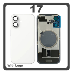 HQ OEM &Sigma;&upsilon;&mu;&beta;&alpha;&tau;ό &Mu;&epsilon; Apple 17 (A3520, A3258) Rear Back Battery Cover &Pi;ί&sigma;&omega; &Kappa;ά&lambda;&upsilon;&mu;&mu;&alpha; &Kappa;&alpha;&pi;ά&kappa;&iota; &Pi;&lambda;ά&tau;&eta; &Mu;&pi;&alpha;&tau;&alpha;&rho;ί&alpha;&sigmaf; + Metal Plate + Camera Lens &Tau;&zeta;&alpha;&mu;ά&kappa;&iota; &Kappa;ά&mu;&epsilon;&rho;&alpha;&sigmaf; White Ά&sigma;&pi;&rho;&omicron; (Premium A+)
