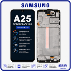 Original Samsung Galaxy A25 5G (SM-A256E, SM-A256E/DS) Super AMOLED LCD &Omicron;&theta;ό&nu;&eta; + Touch Screen Digitizer + Frame Bezel Brave Black GH82-33215A / GH82-33214A