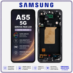 &Gamma;&nu;ή&sigma;&iota;&alpha; Original Samsung Galaxy A55 5G (SM-A556V, SM-A556B) Super AMOLED LCD Display Screen Assembly &Omicron;&theta;ό&nu;&eta; + Touch Screen Digitizer &Mu;&eta;&chi;&alpha;&nu;&iota;&sigma;&mu;ό&sigmaf; &Alpha;&phi;ή&sigmaf; + Frame Bezel &Pi;&lambda;&alpha;ί&sigma;&iota;&omicron; &Sigma;&alpha;&sigma;ί Navy Black &Mu;&alpha;ύ&rho;&omicron; GH82-34305A (Service Pack By Samsung)