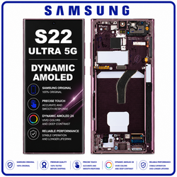 &Gamma;&nu;ή&sigma;&iota;&alpha; Original Samsung Galaxy S22 Ultra 5G (SM-S908B, SM-S908B/DS) Dynamic AMOLED LCD Display Screen Assembly &Omicron;&theta;ό&nu;&eta; + Touch Screen Digitizer &Mu;&eta;&chi;&alpha;&nu;&iota;&sigma;&mu;ό&sigmaf; &Alpha;&phi;ή&sigmaf; + Frame Bezel &Pi;&lambda;&alpha;ί&sigma;&iota;&omicron; &Sigma;&alpha;&sigma;ί Burgundy &Mu;&pi;&omicron;&rho;&nu;&tau;ό GH82-27489B GH82-27488B  (Service Pack By Samsung)