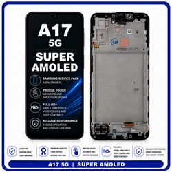 Γνήσια Original Samsung Galaxy A17 5G (SM-A176B, SM-A176B/DS) Super AMOLED LCD Display Screen Assembly Οθόνη + Touch Screen Digitizer Μηχανισμός Αφής + Frame Bezel​ Black Μαύρο GH82-38045A (Service Pack By Samsung)