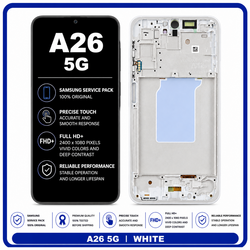 &Gamma;&nu;ή&sigma;&iota;&alpha; Original Samsung Galaxy A26 5G (SM-A266B) Super AMOLED LCD Display Screen Assembly &Omicron;&theta;ό&nu;&eta; + Touch Screen Digitizer &Mu;&eta;&chi;&alpha;&nu;&iota;&sigma;&mu;ό&sigmaf; &Alpha;&phi;ή&sigmaf; + Frame Bezel White Ά&sigma;&pi;&rho;&omicron; GH82-37049B​ (Service Pack By Samsung)