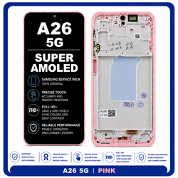 &Gamma;&nu;ή&sigma;&iota;&alpha; Original Samsung Galaxy A26 5G (SM-A266B) Super AMOLED LCD Display Screen Assembly &Omicron;&theta;ό&nu;&eta; + Touch Screen Digitizer &Mu;&eta;&chi;&alpha;&nu;&iota;&sigma;&mu;ό&sigmaf; &Alpha;&phi;ή&sigmaf; + Frame Bezel Peach Pink &Rho;&omicron;&zeta; GH82-37049D (Service Pack By Samsung)