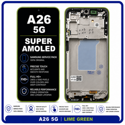 &Gamma;&nu;ή&sigma;&iota;&alpha; Original Samsung Galaxy A26 5G (SM-A266B) Super AMOLED LCD Display Screen Assembly &Omicron;&theta;ό&nu;&eta; + Touch Screen Digitizer &Mu;&eta;&chi;&alpha;&nu;&iota;&sigma;&mu;ό&sigmaf; &Alpha;&phi;ή&sigmaf; + Frame Bezel Lime Green &Pi;&rho;ά&sigma;&iota;&nu;&omicron; GH82-37049C (Service Pack By Samsung)
