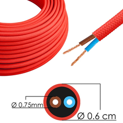 Καλώδιο Υφασμάτινο Διακοσμητικό 2x0.75mm Κόκκινο (Τιμή ανά Μέτρο)