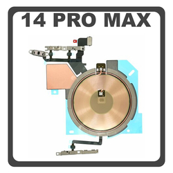 HQ OEM &Sigma;&upsilon;&mu;&beta;&alpha;&tau;ό &Mu;&epsilon; Apple iPhone 14 Pro Max (A2894, A2651), Wireless Charging Coil + Volume Flex Cable + Switch Key + NFC (Premium A+)