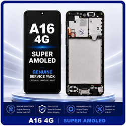 &Gamma;&nu;ή&sigma;&iota;&alpha; Original Samsung Galaxy A16 4G (SM-A165F, SM-A165F/DS) Super AMOLED LCD &Omicron;&theta;ό&nu;&eta; + Touch Screen Digitizer + Frame Bezel Black &Mu;&alpha;ύ&rho;&omicron; GH82-36253A (Service Pack By Samsung)