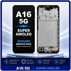 &Gamma;&nu;ή&sigma;&iota;&alpha; Original Samsung Galaxy A16 5G (SM-A166B, SM-A166B/DS) Super AMOLED LCD &Omicron;&theta;ό&nu;&eta; + Touch Screen Digitizer + Frame Bezel Black &Mu;&alpha;ύ&rho;&omicron; GH82-36143A (Service Pack By Samsung)
