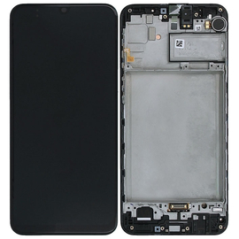 Γνήσια Original Samsung Galaxy M21 (SM-M215F) Super AMOLED, 420 nits (typ) Lcd Display Screen + Touch Screen Digitizer Μηχανισμός Αφής + Frame Πλαίσιο Black GH82-22509A (Service Pack By Samsung)