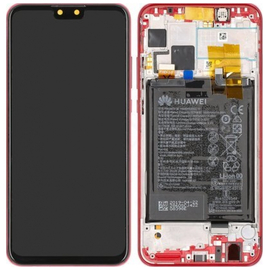 Γνήσιο Original Huawei Y9 2019, IPS LCD Display Screen Οθόνη + Touch Screen Digitizer Μηχανισμός Αφής + Frame Πλαίσιο Red 02352MTE (Service Pack By Huawei)