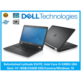 Dell Latitude E7470 Laptop, Intel Core i5 6300U (6th Gen), 2.3 Ghz (Up to 2.7 Ghz) 14''/8GB/256GB SSD/Camera/WINDOWS 10