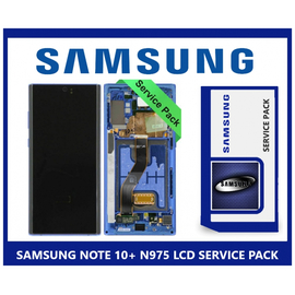 Γνήσια Original Samsung Galaxy Note 10+ Plus SM-N975F N975 Οθόνη LCD Display Screen + Touch Screen DIgitizer Μηχανισμός Αφής + Frame Πλαίσιο Blue GH82-20838D (Service Pack By Samsung)