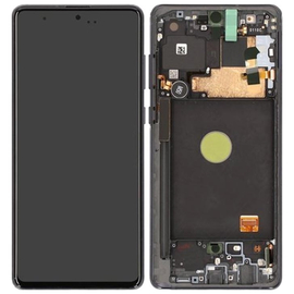 Γνήσια Original Samsung Galaxy Note 10 Lite SM-N770F N770 Οθόνη LCD Display Screen + Touch Screen DIgitizer Μηχανισμός Αφής + Frame Πλαίσιο Black GH82-22055A (Service Pack By Samsung)