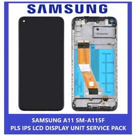 Γνήσια Original Samsung Galaxy A11 2019 (SM-A115F) IPS LCD Capacitive Οθόνη Display Screen + Touch Screen DIgitizer Μηχανισμός Αφής + Frame Πλαίσιο GH81-18760A Black (Service Pack By Samsung)