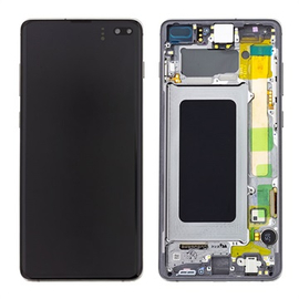 Γνήσια Original Samsung Galaxy S10+ , S10 Plus SM-G975F G975 Οθόνη LCD Display Screen + Touch Screen DIgitizer Μηχανισμός Αφής + Frame Πλαίσιο Black GH82-18849A