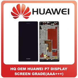 HQ OEM Huawei P7 Lcd Screen Display Οθόνη + Touch Screen Digitizer Μηχανισμός Αφής + Frame Πλαίσιο Black  Μαύρο (Grade AAA+++)