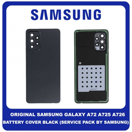Original Γνήσιο Samsung Galaxy A72 A725 A726 SM-A725F SM-A726B Battery Cover Καπάκι Μπαταρίας Black Μαύρο GH82-25448A (Service Pack By Samsung)