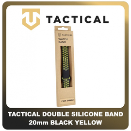 Original Γνήσιο Tactical 195 Double Silicone Band 20mm Smartwatch Bracelet Strap Λουράκι Ζώνη Σιλικόνης Για Ρολόι Black Yellow Μαύρο Κίτρινο