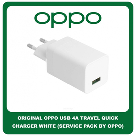 Original Γνήσιο OPPO Travel Charger Quickcharger USB 4A Φορτιστής Ταξιδιού AK779GB White Άσπρο (Service Pack by OPPO)