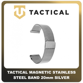 Original Γνήσιο Tactical 640 Loop Magnetic Stainless Steel Band 20mm Smartwatch Bracelet Strap Λουράκι Ζώνη Μαγνητικό Από Ανοξείδωτο Χάλυβα Για Ρολόι Silver Ασημί