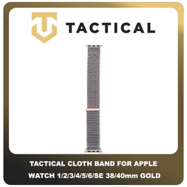 Original Γνήσιο Tactical 529 Cloth Band 38mm / 40mm For Apple Watch 1 , 2 , 3 , 4 , 5 , 6 , SE Smartwatch Bracelet Strap Λουράκι Ζώνη Νάιλον Ύφασμα Με Velcro Για Ρολόι Gold Χρυσό