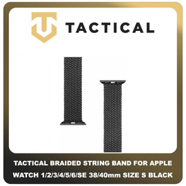 Original Γνήσιο Tactical 759 Braided String Band 38mm / 40mm Replacement For Apple Watch 1 , 2 , 3 , 4 , 5 , 6 , SE Smartwatch Bracelet Strap Size S Μέγεθος Small Λουράκι Ζώνη Πλεκτό Υφασμάτινο Νάιλον Για Ρολόι Black Μαύρο
