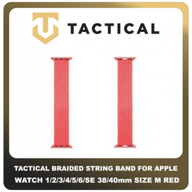 Original Γνήσιο Tactical 758 Braided String Band 38mm / 40mm Replacement For Apple Watch 1 , 2 , 3 , 4 , 5 , 6 , SE Smartwatch Bracelet Strap Size M Μέγεθος Medium Λουράκι Ζώνη Πλεκτό Υφασμάτινο Νάιλον Για Ρολόι Red Κόκκινο